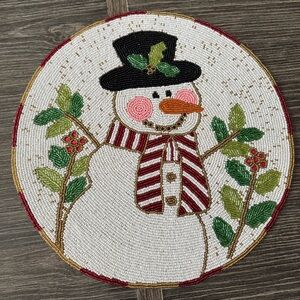 NWT Cynthia Rowley Beaded Snowman Placemat